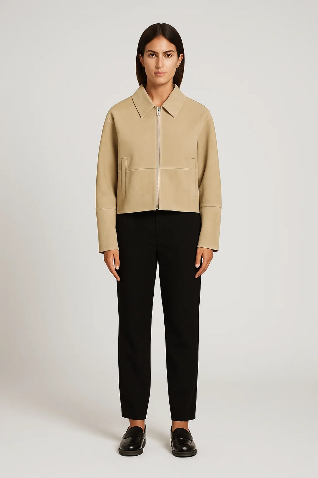 Lyhyt Naisten Takki | Suora Leikkaus Vetoketjulla | Minimalistinen ja Moderni