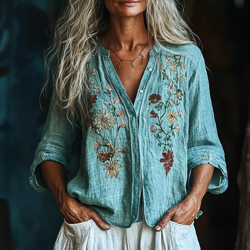 Lisa - Vintage Kukkakuvioinen Pusero