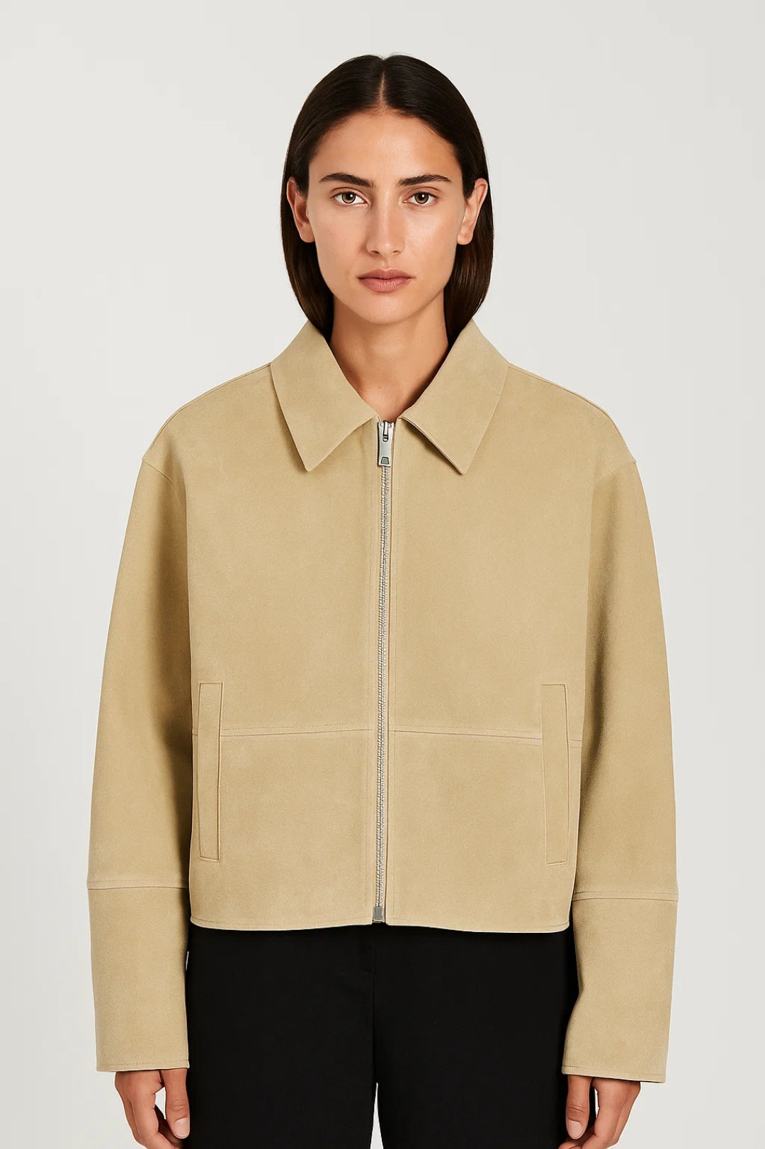 Lyhyt Naisten Takki | Suora Leikkaus Vetoketjulla | Minimalistinen ja Moderni